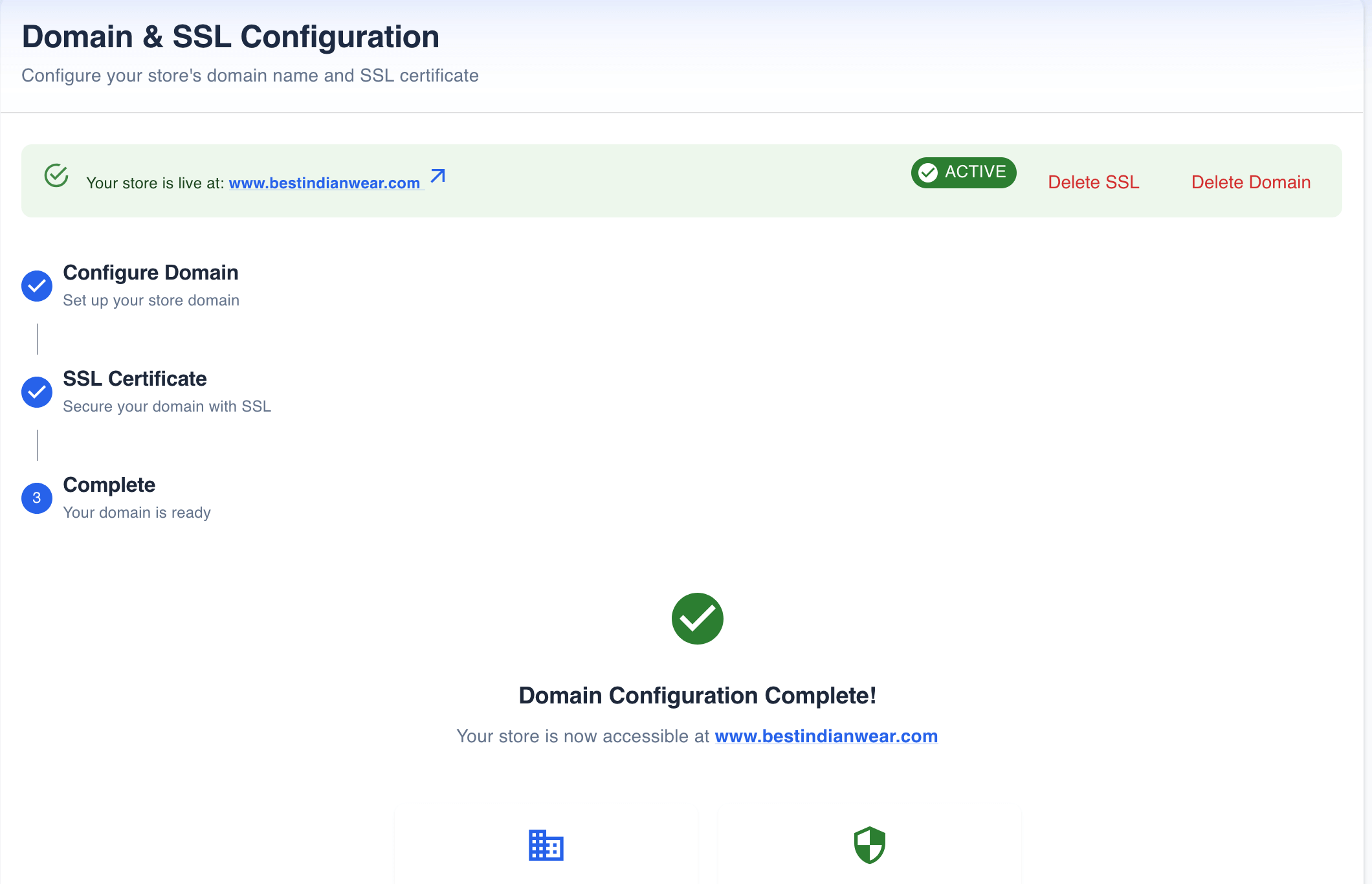 Domain & SSL Management Screenshot